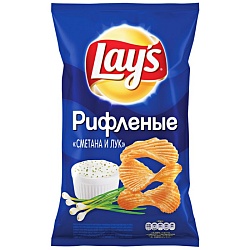 Чипсы картофельные рифленые со вкусом сметаны и лука Lay's 140г