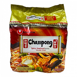 Лапша б/п "Чампонг" острый суп со вкусом морепродуктов (4 шт.) Nongshim 520г